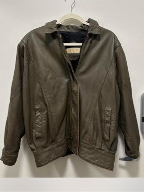 Leather Bomber Jacket in Brown